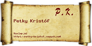 Petky Kristóf névjegykártya
