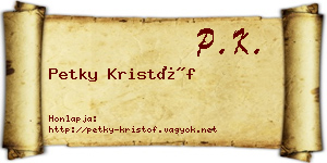 Petky Kristóf névjegykártya